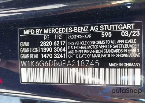2023 Mercedes-Benz S 500 4Matic z USA, uszkodzony, nr VIN W1K6G6DB0PA218745